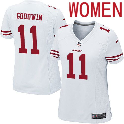 Women San Francisco 49ers #11 Marquise Goodwin Nike White Team Color Game NFL Jersey->women nfl jersey->Women Jersey